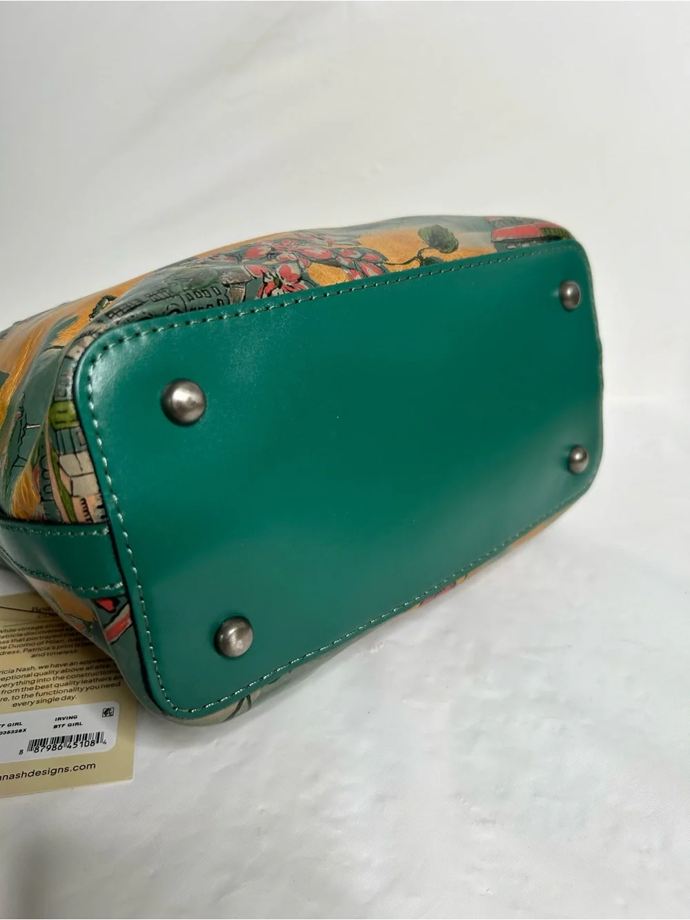 Patricia Nash Irving Beautiful Girl Convertible Leather Crossbody Bag Teal Green